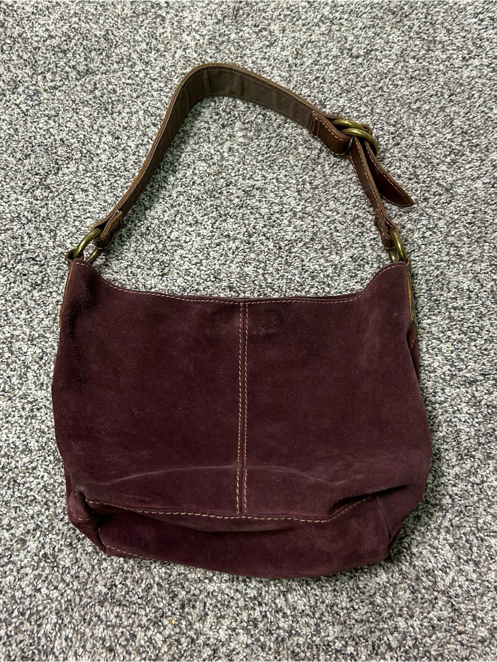 Lucky Brand Genuine Suede Leather Hobo Shoulder Bag Maroon Purse Y2K Boho